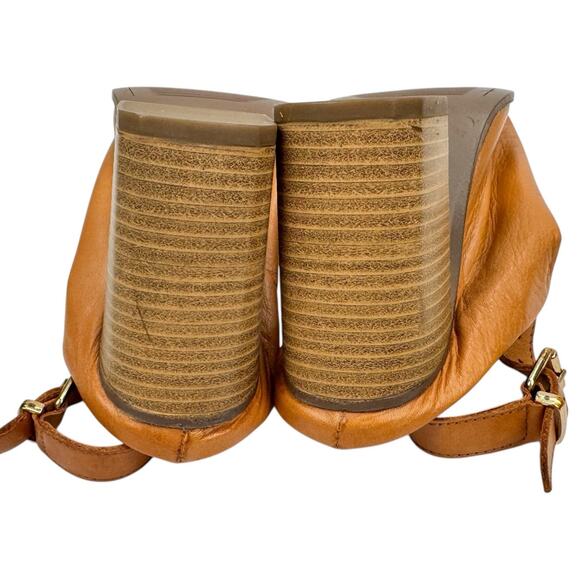 Aldo Tan Leather Open Toe Block High Heel Slingback Sandals Sz 6.5 Comfort Soft - Picture 14 of 14